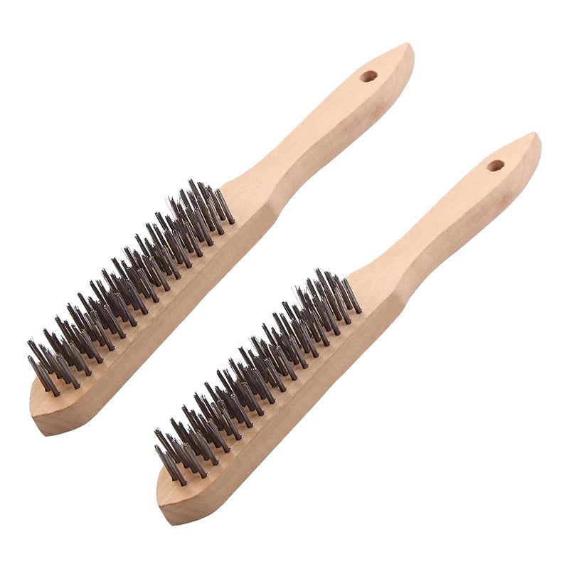 درافل فرشاة سلكية من دورافيل بمقبض خشبي - عبوة من قطعتين لإزالة الصدأ والطلاء - Image 1